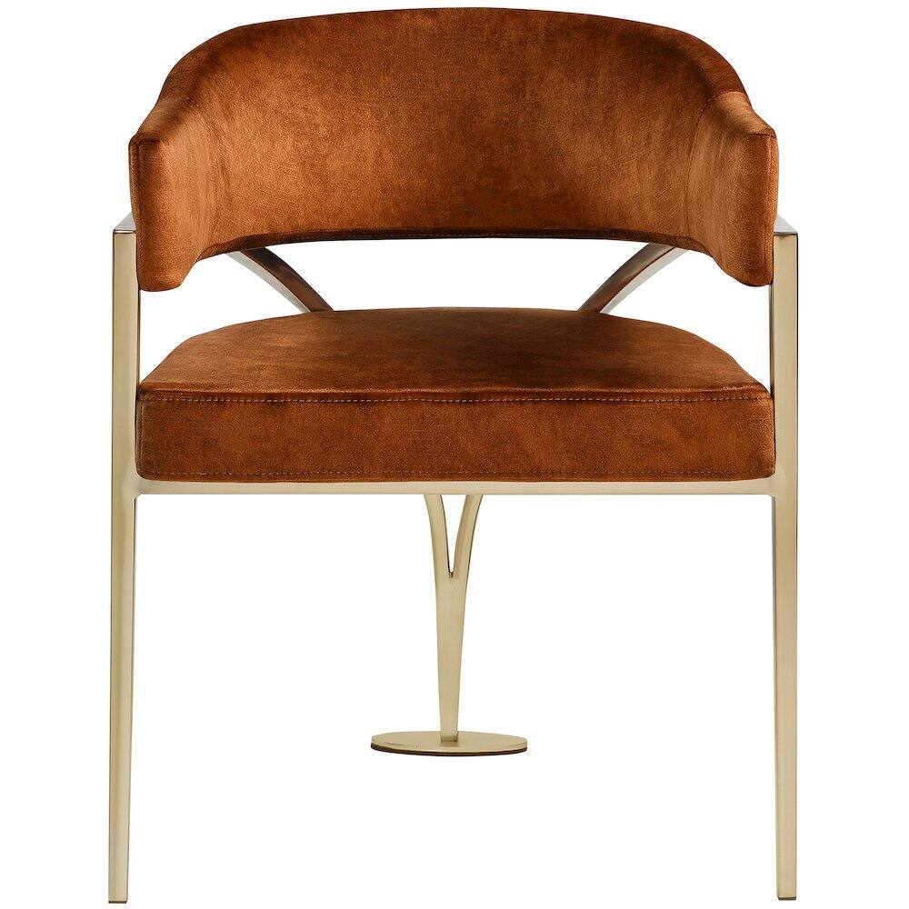 Alt View 2. Meridian Furniture - Madelyn Cognac Velvet Dining Chair, Set of 2 - Brown.