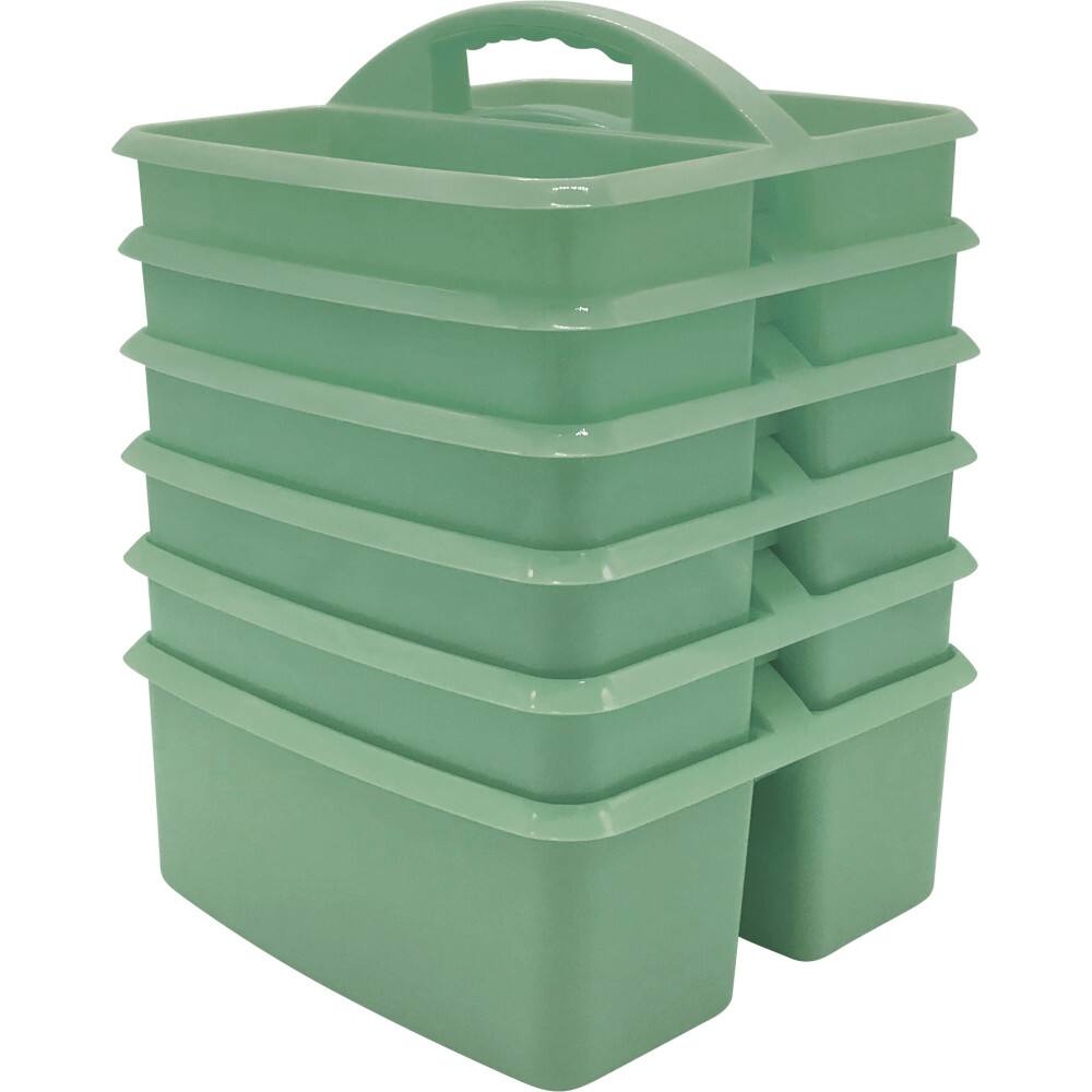 Front. Teacher Created Resources - Teacher Created Resources Eucalyptus Green Plastic Storage Caddy, Pack of 6.