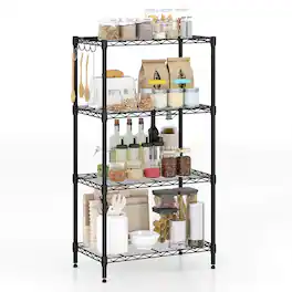 Costway - 4-Tier Metal Storage Shelving Unit 600 LBS Storage Organizer with V-Shaped Rack - Black