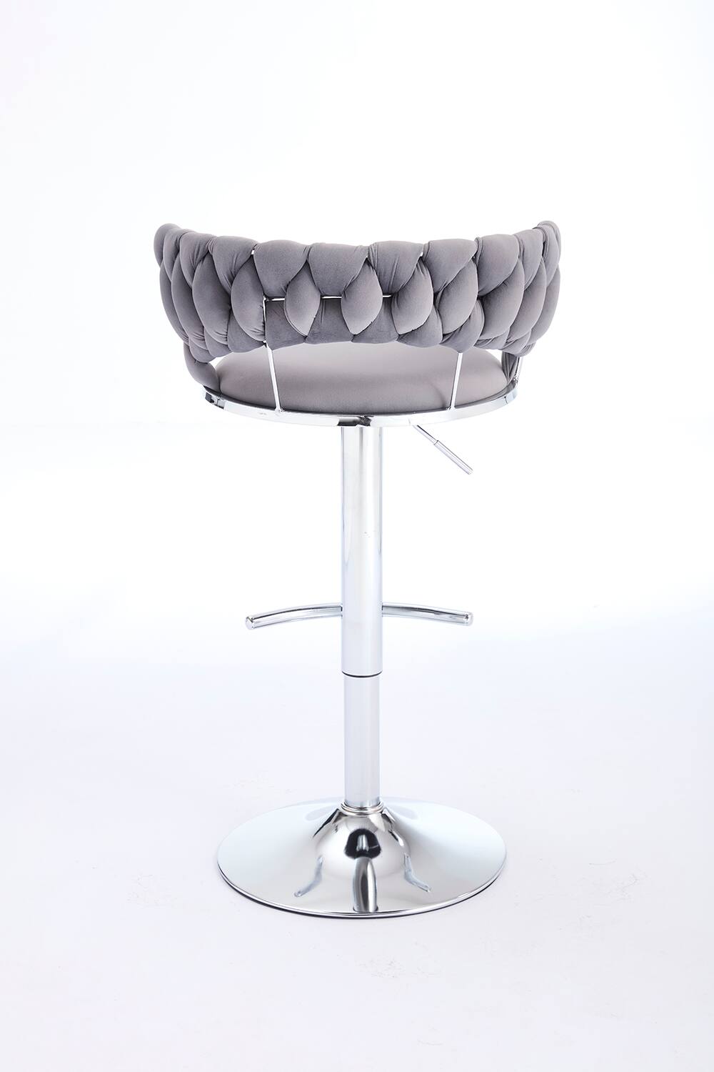 Alt View 6. APRILSOUL - Set of 2 Bar Stools Chrome Footrest Base Swivel Height Adjustable Velvet Chrome Leg GREY - White.
