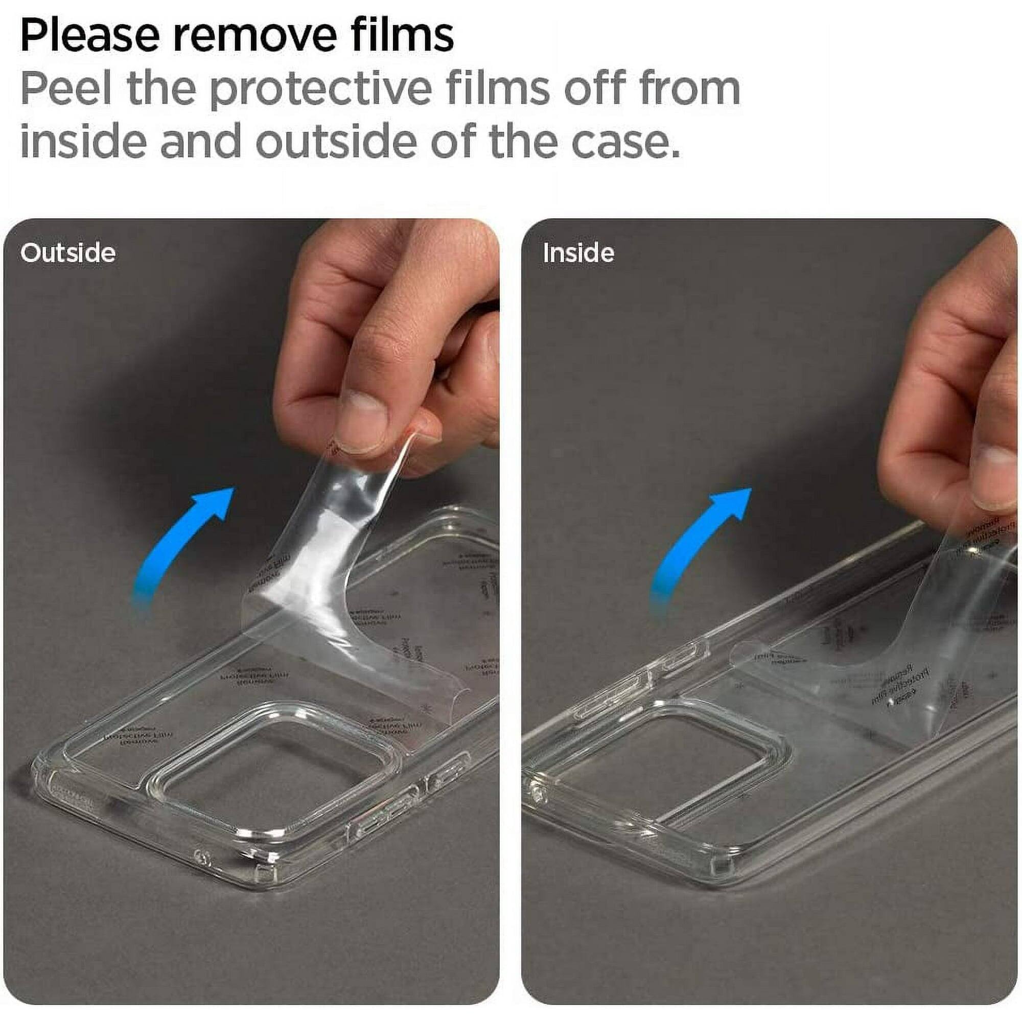 Please remove films
Peel the protective films off from inside and outside of the case.
Outside
Inside
Protective