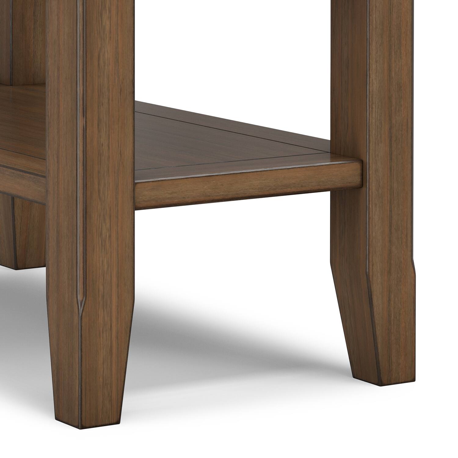 Alt View 4. Simpli Home - Acadian 14 inch Wide Solid Wood Transitional Narrow Side Table in Rustic Natural Aged Brown - Rustic Natural Aged Brown.