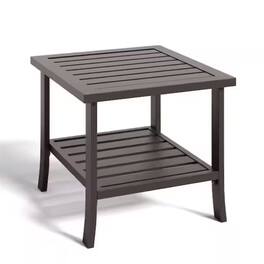 Mondawe - 19" 2-Tier Square Metal Outdoor Side Table - Brown
