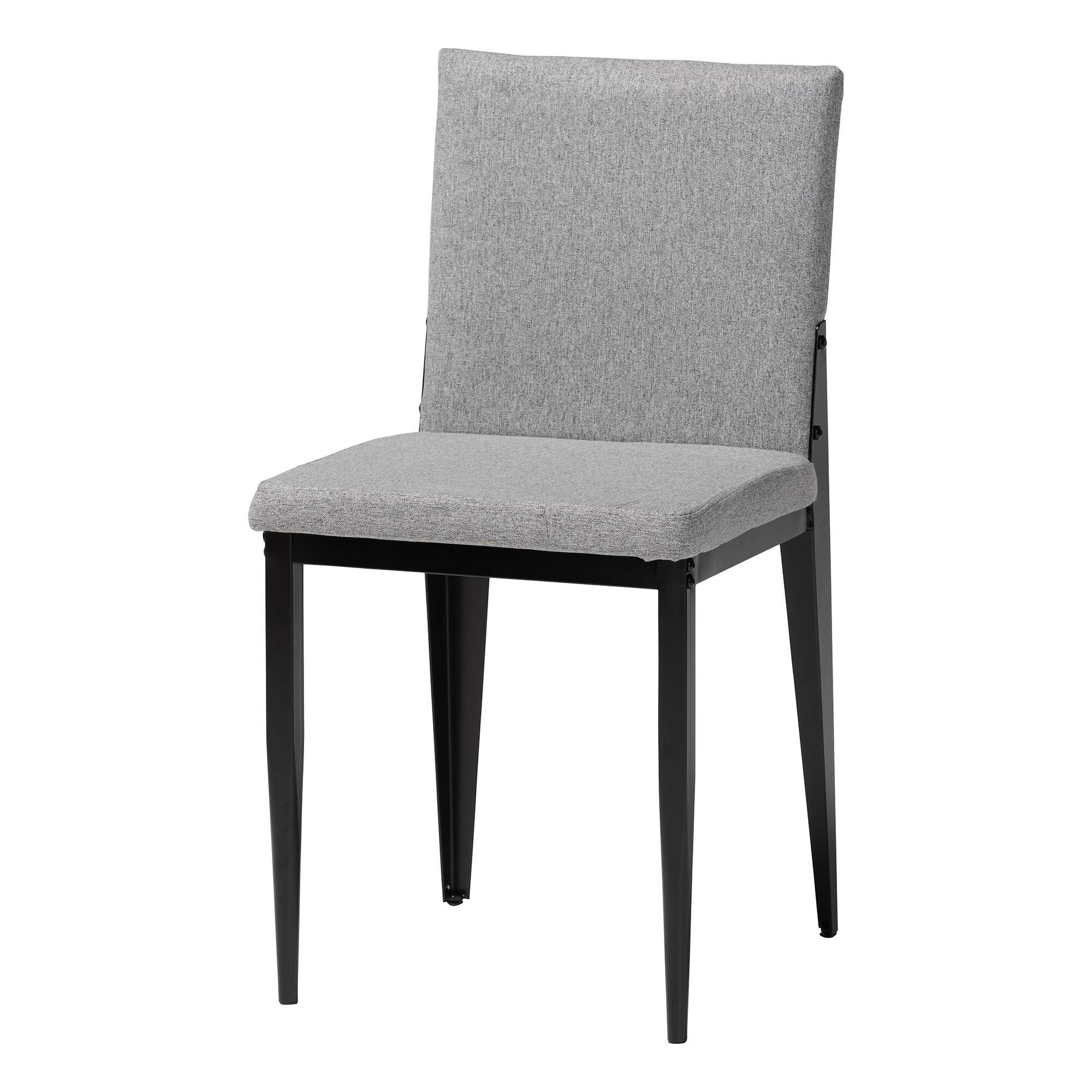 Angle. Baxton Studio - Bishop Industrial Fabric and Metal 4-Piece Dining Chair Set - Grey/Black.