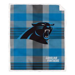 Pegasus - Carolina Panthers 60- x 70- Plaid Steel Ultra Cozy Sherpa Blanket - Multicolor