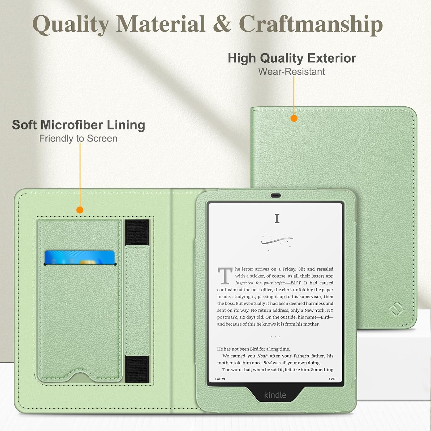 Quality Material & Craftmanship  
High Quality Exterior Wear-Resistant  
Soft Microfiber Lining Friendly to Screen  

The letter arrives on a Friday. Slit and resealed with a sticker, of course, as all their letters are: Inspected for your safety-PACT. It had caused confusion at the post office, the clerk unfolding the paper inside, studying it, passing it up to his supervisor, then the boss. But eventually it had been deemed harmless and sent on its way. No return address, only a New York, NY postmark, six days old. On the outside, his name-Bird- and because of this he knows it is from his mother.  

He has not been Bird for a long time. We named you Noah after your father's father, his mother told him once. Bird was all your own doing. The word that, when he said it, felt like him. Something  

Loc 79  
17%  
kindle