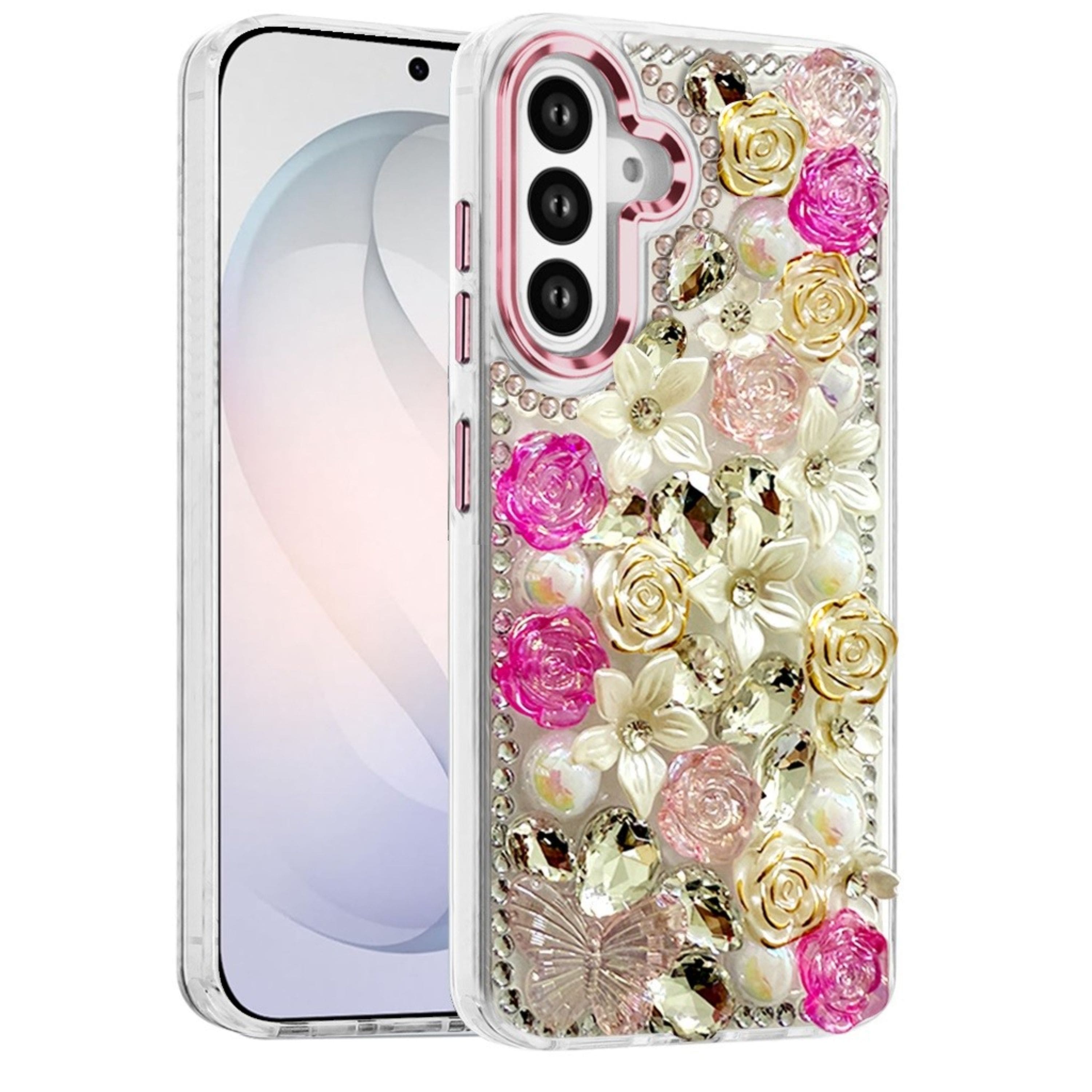 Kitcheniva - Floral Arrangement 3D Cover Plus Tempered Glass For Samsung S26 FE - Pink