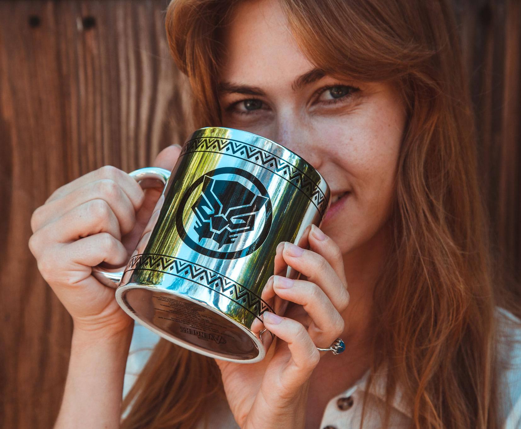 Alt View 2. Marvel - Marvel Black Panther Tribal Borders Electroplated Ceramic Mug | Holds 20 Ounces - White.