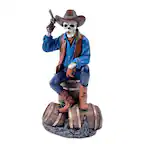 Front. OrnamentallyYou - Western Skeleton Gunslinger Statue Figurine, 10" Gothic Cowboy Wild West Home Decor - Multicolored.