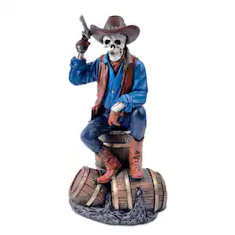 OrnamentallyYou - Western Skeleton Gunslinger Statue Figurine, 10" Gothic Cowboy Wild West Home Decor - Multicolored
