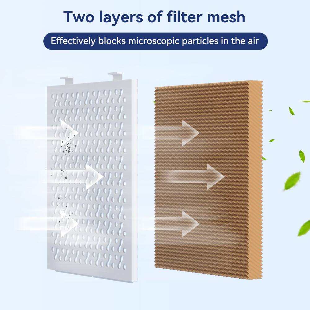 Two layers of filter mesh  
Effectively blocks microscopic particles in the air