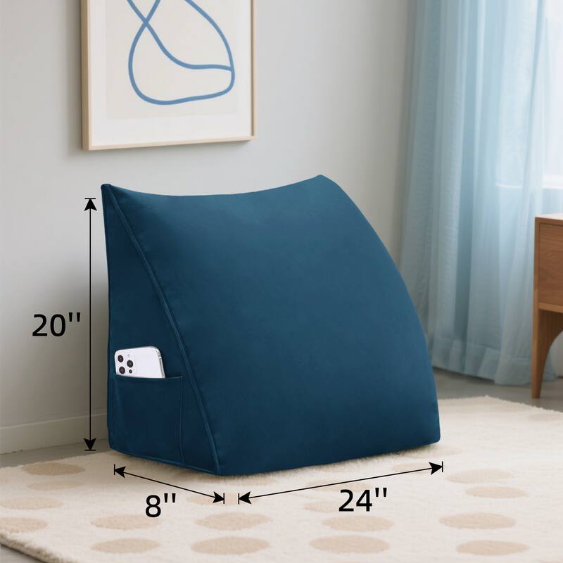 The dimensions of the pillow are 20" (height), 8" (width), and 24" (length).