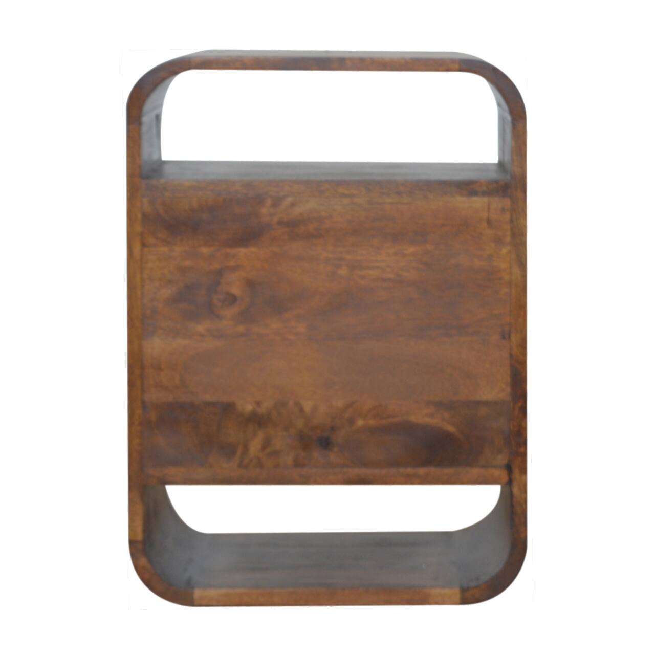 Alt View 5. Artisan Furniture - Artisan Furniture Solid Wood Chestnut Curve Nightstand, 2 Drawer, 2 Open Slots, Dark Brown - Chestnut.