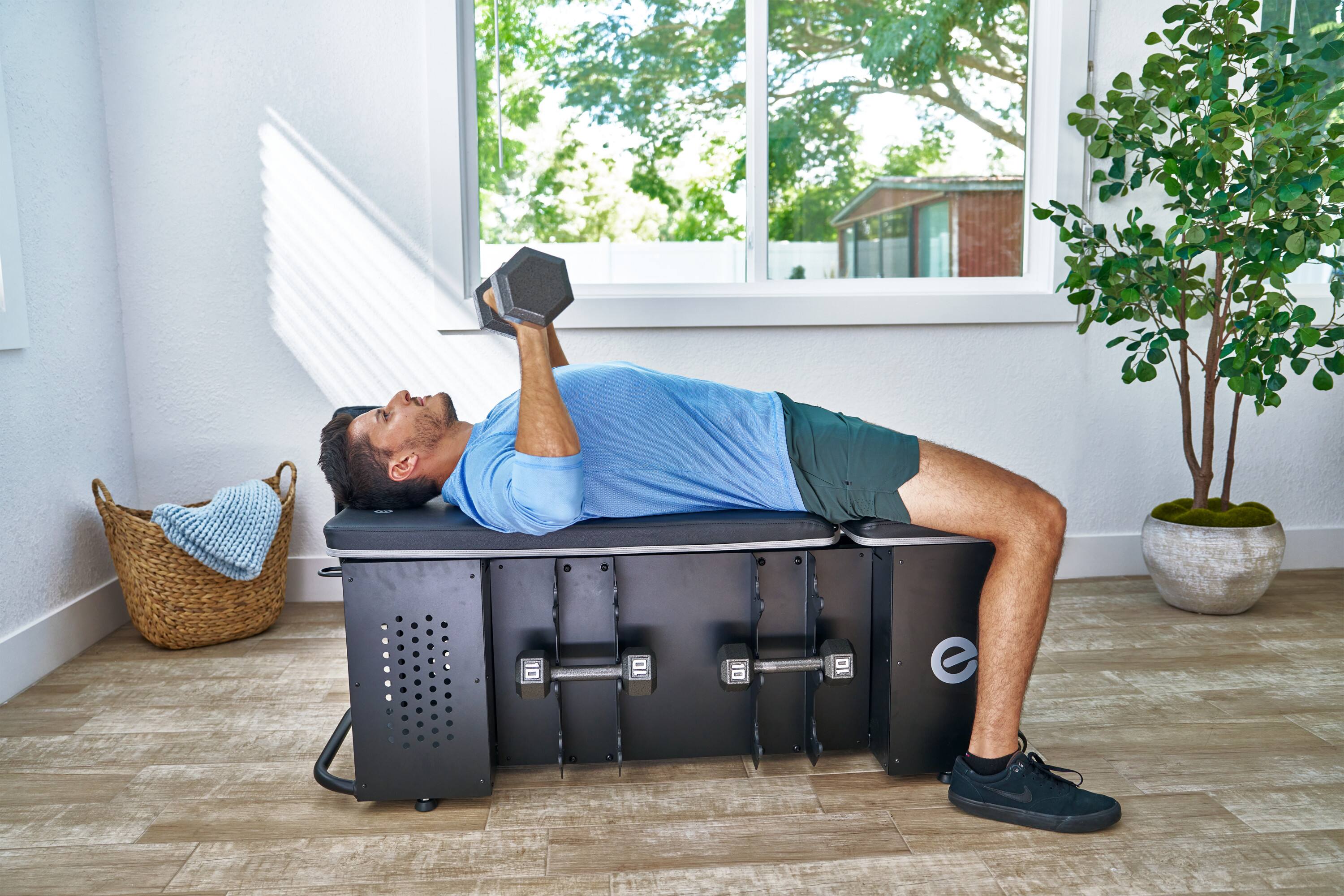 Alt View 5. Echelon - Adjustable Weight Bench with 6-Position Backrest & Dumbbell Storage - Black.