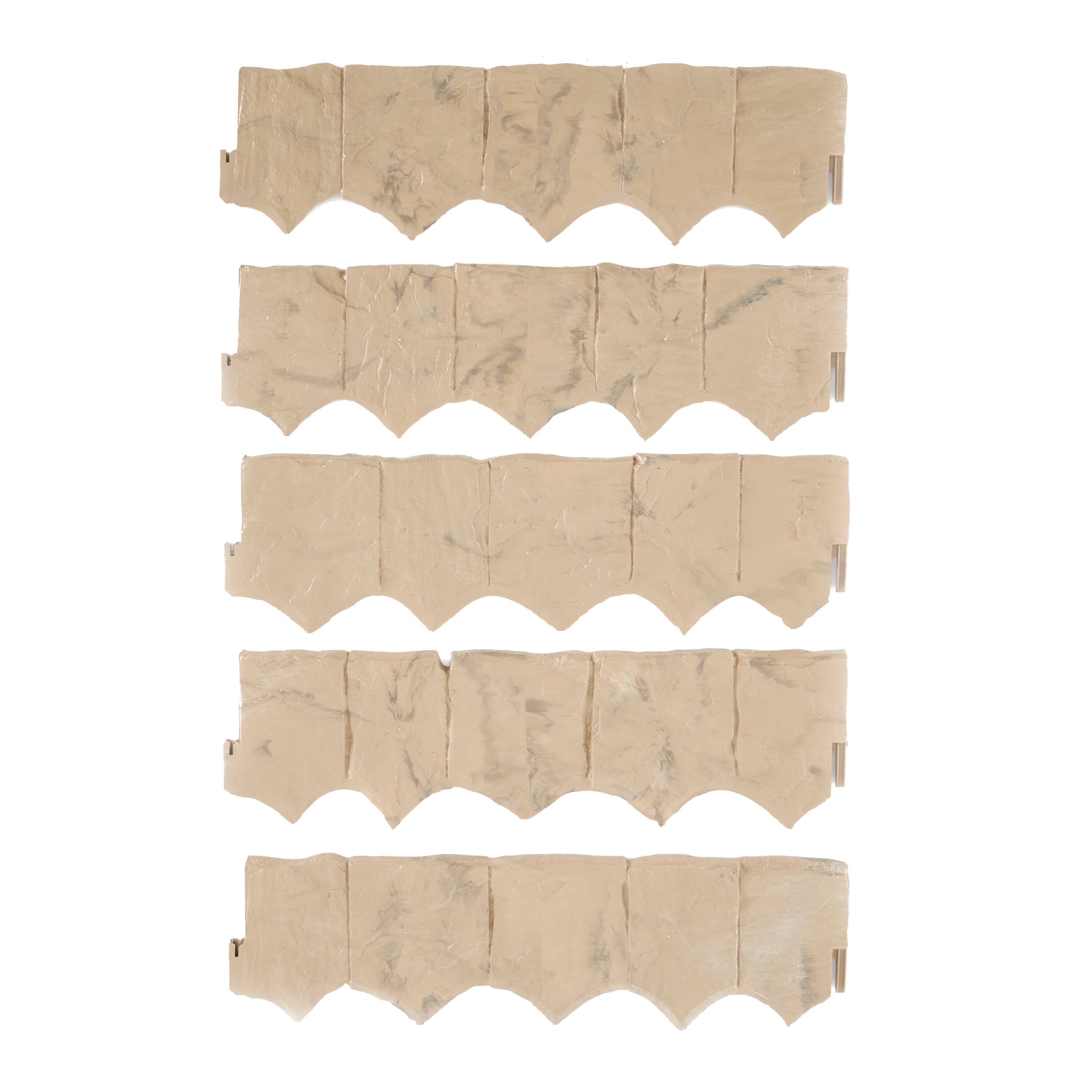 Suncast - FSE10LT Landscape Border Decorative Plastic Stone Style Edging (5 Pack) - Brown