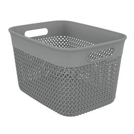 Life Story - 16 Qt Decorative Storage Basket, Large Plastic Home Organizer - Gray