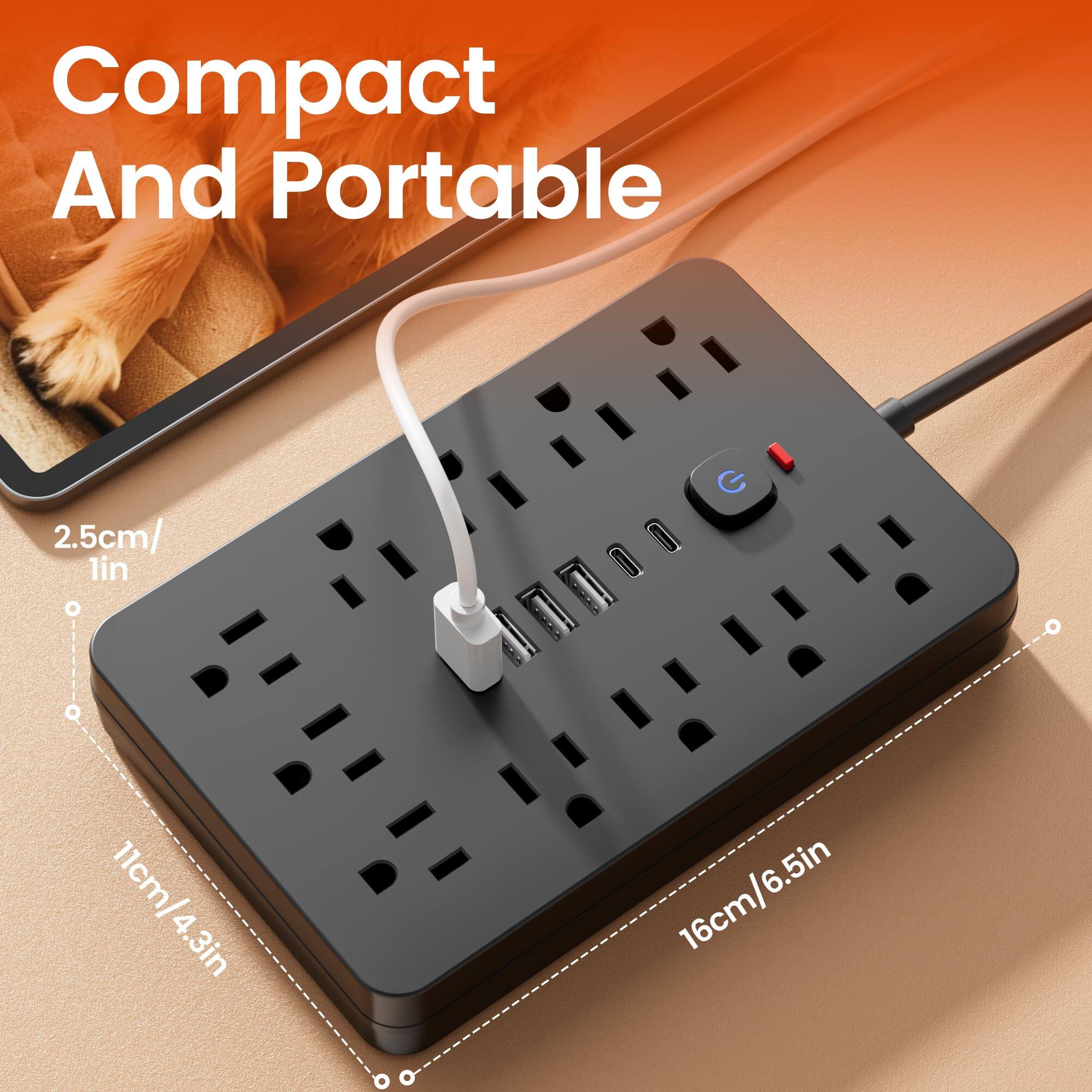 Compact And Portable  
2.5cm/1in  
11cm/4.3in  
16cm/6.5in