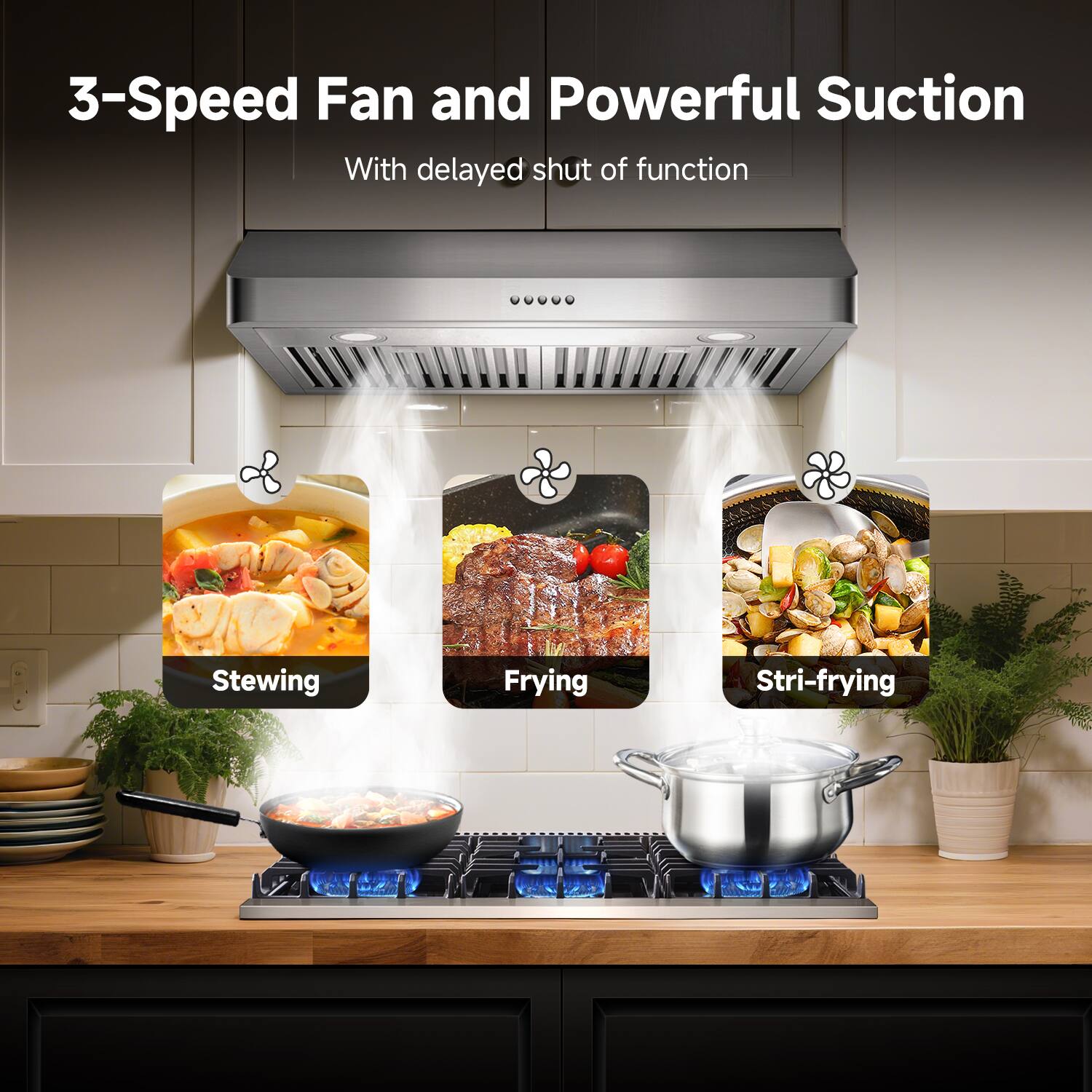 Aobosi 20 inches Externally Vented Under cabinet Range Hood Silver ...
