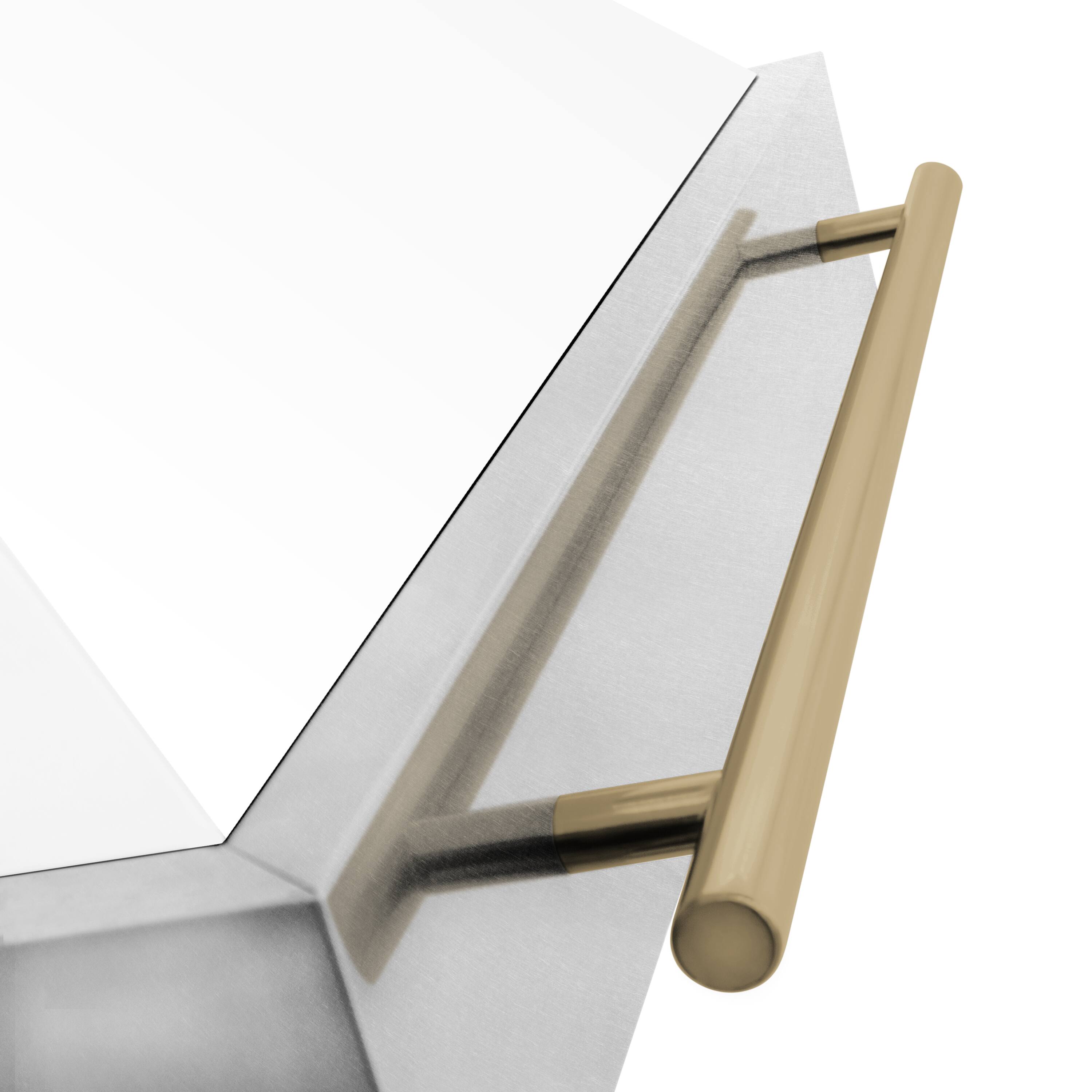 Alt View 1. ZLINE - ZLINE Autograph 48 in. Satin Stainless Steel Wall Mount Range Hood with White Matte Shell and Champagne Bronze Handle - Satin Stainless Steel with White Matte Shell.