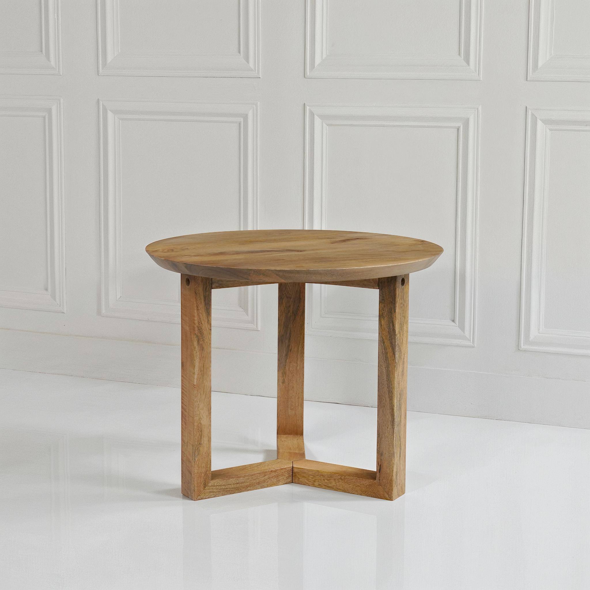 Alt View 7. Manhattan Lane - Nina 18.5" Round Handcrafted Side End Table | Natural Brown Mango Wood - Brown.