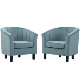 Prospect Channel Tufted Performance Velvet Armchair Set of 2 by Modway - Blue