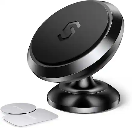Front. Syncwire - Magnetic Car Phone Holder for Dashboard, 360° Adjustable Aluminum Stick-On Mount - Black.