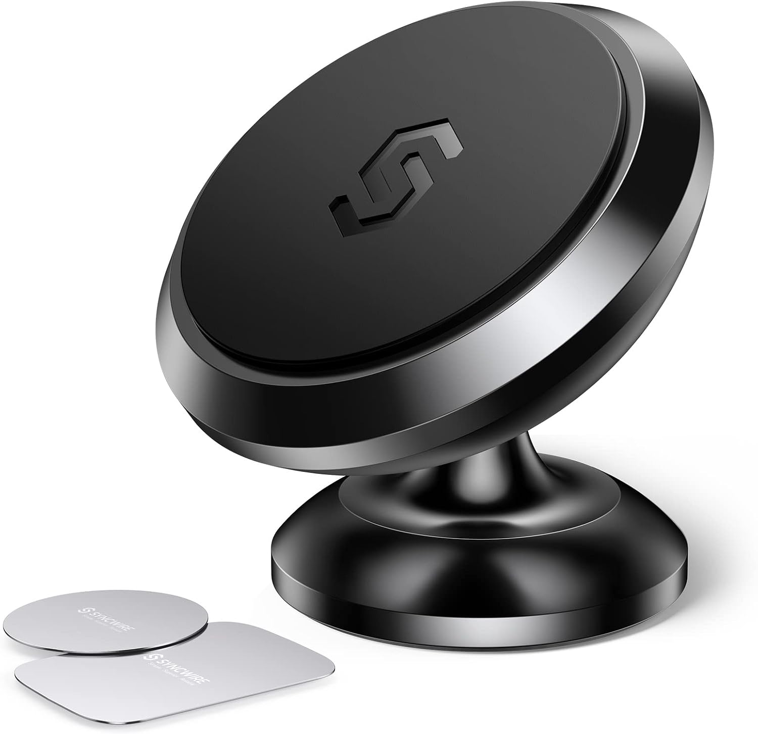 Front. Syncwire - Magnetic Car Phone Holder for Dashboard, 360° Adjustable Aluminum Stick-On Mount - Black.