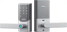 DESLOC - K221 Fingerprint Smart Lever Lock, Built-in WiFi, 16-Month Battery, 15000mAh Rechargeable Battery, Silver
