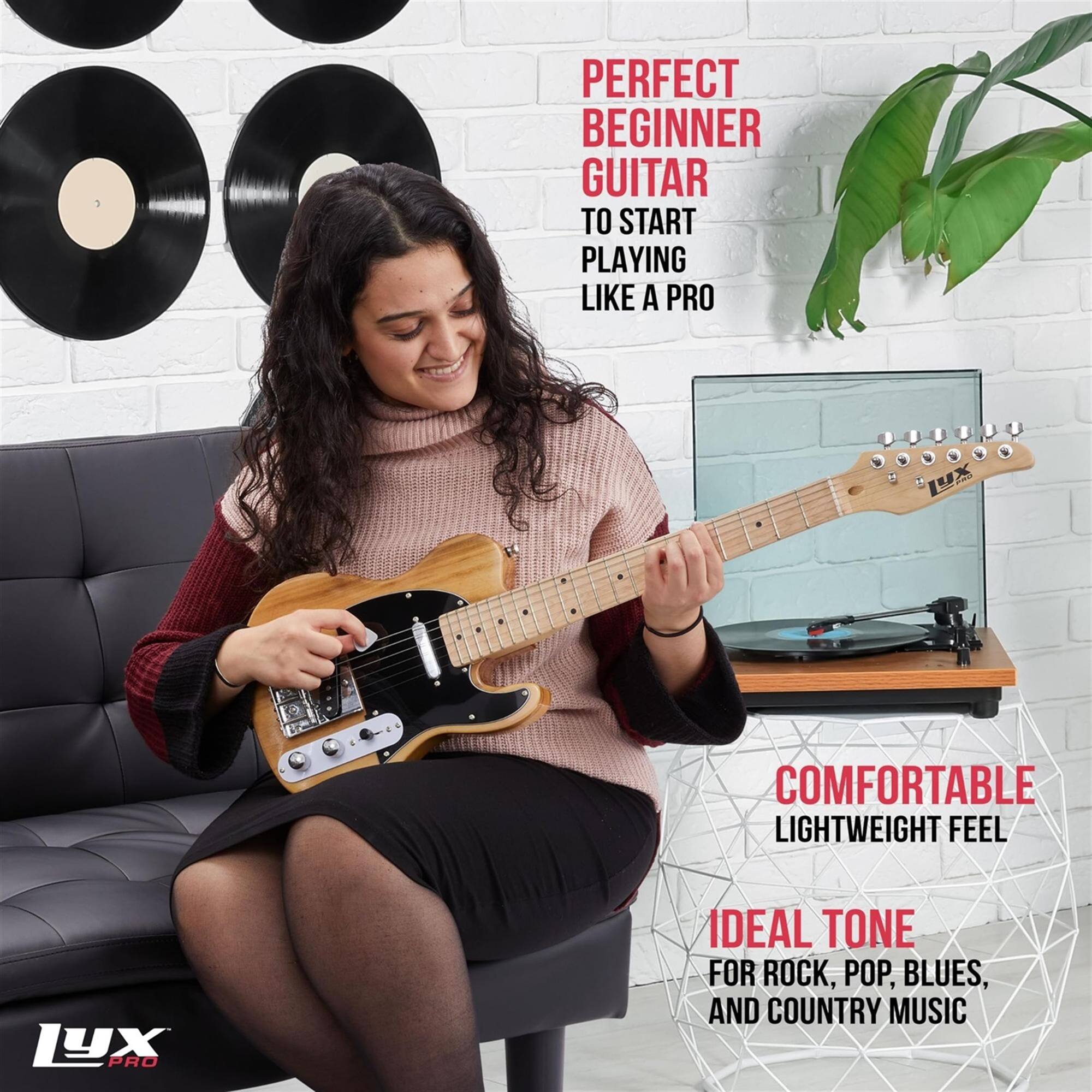 PERFECT BEGINNER GUITAR TO START PLAYING LIKE A PRO

COMFORTABLE LIGHTWEIGHT FEEL

IDEAL TONE FOR ROCK, POP, BLUES, AND COUNTRY MUSIC