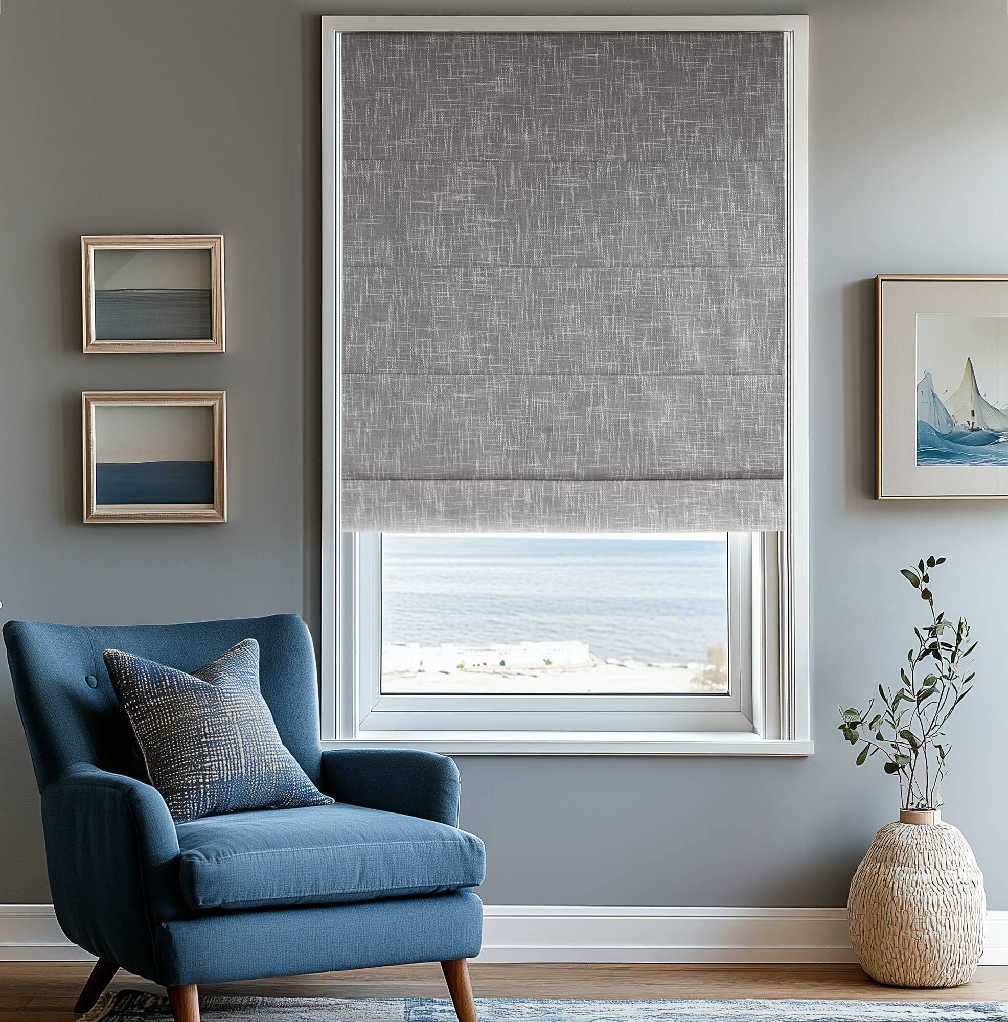 Alt View 9. BreeBe - 1 PCS 31x64' Total Blackout Cordless Roman Shade Grey - Grey.