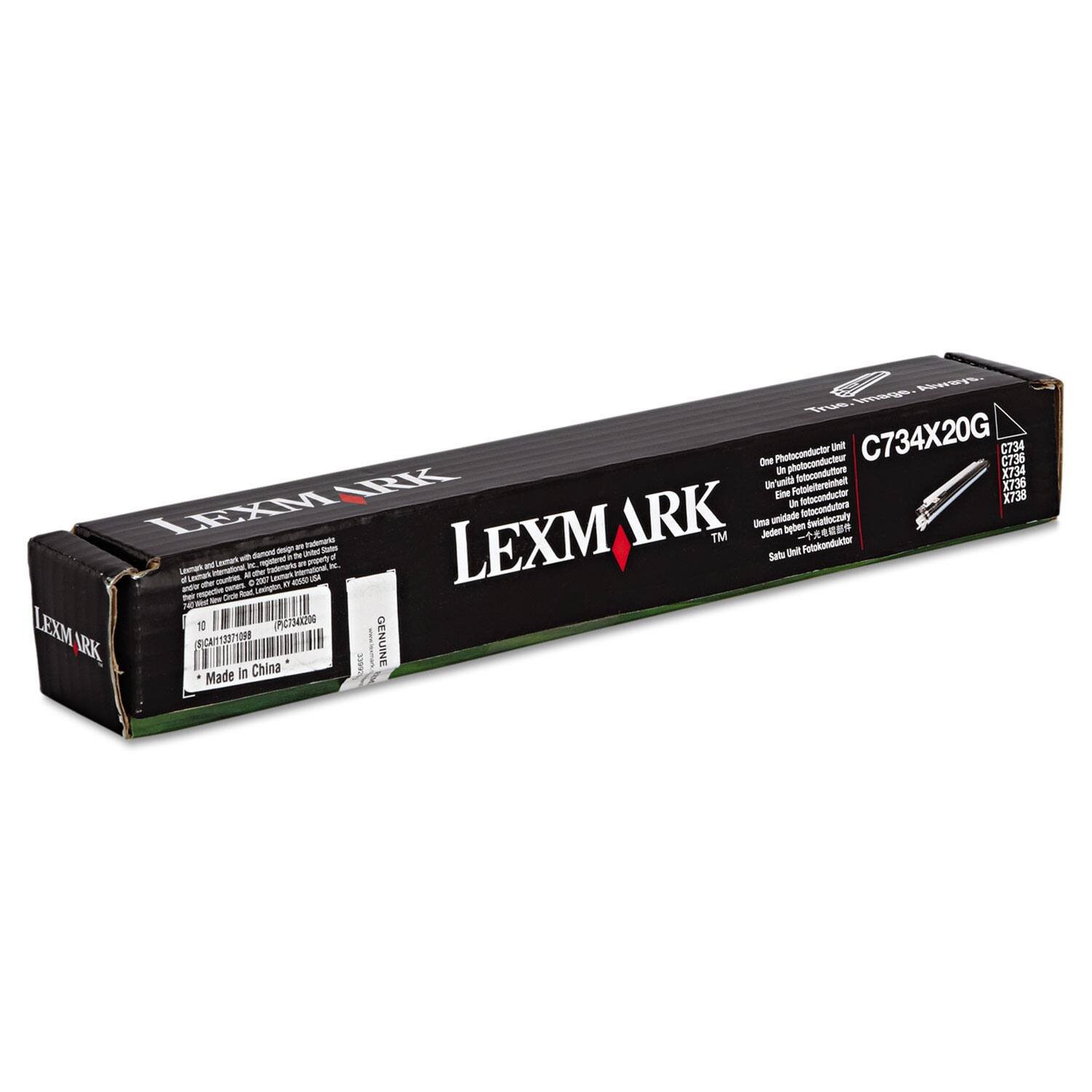 Lexmark C734X20G  
One Photoconductor Unit  
C734X20G  
C734  
X734  
X736  
X738  
Lexmark Genuine  
Made in China