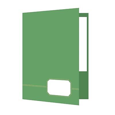 Front. Oxford - Oxford Monogram Executive 2-Pocket Presentation Folders, Light Green/Gold, 4/Pack (OXF 04164) - Light Green/Gold.