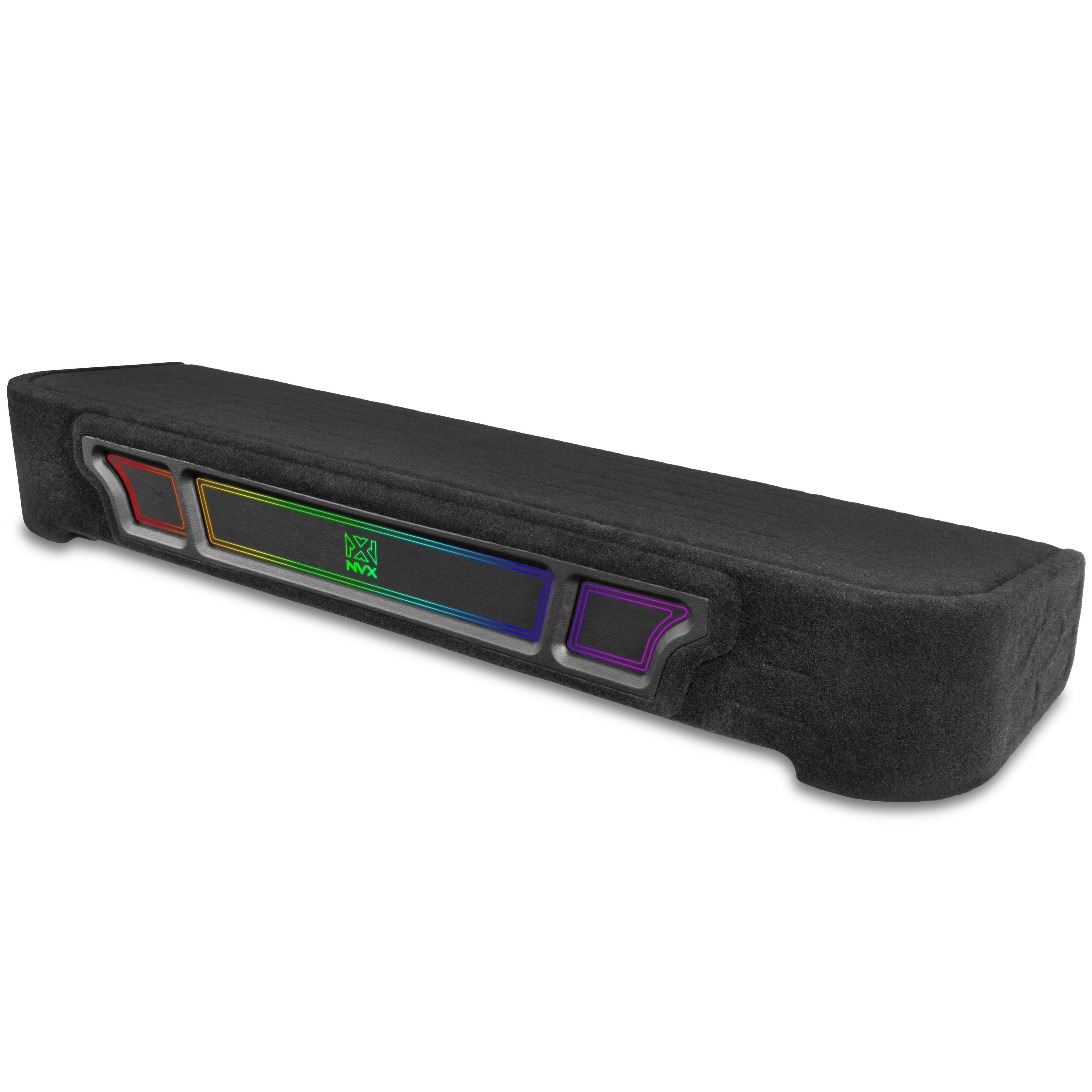 Angle. NVX - 2009-Up Ford F-Series - 10in Sub Enclosure BE-FD-09F150SC-P210 Custom Fit Under-seat Dual Empty Ported Box.