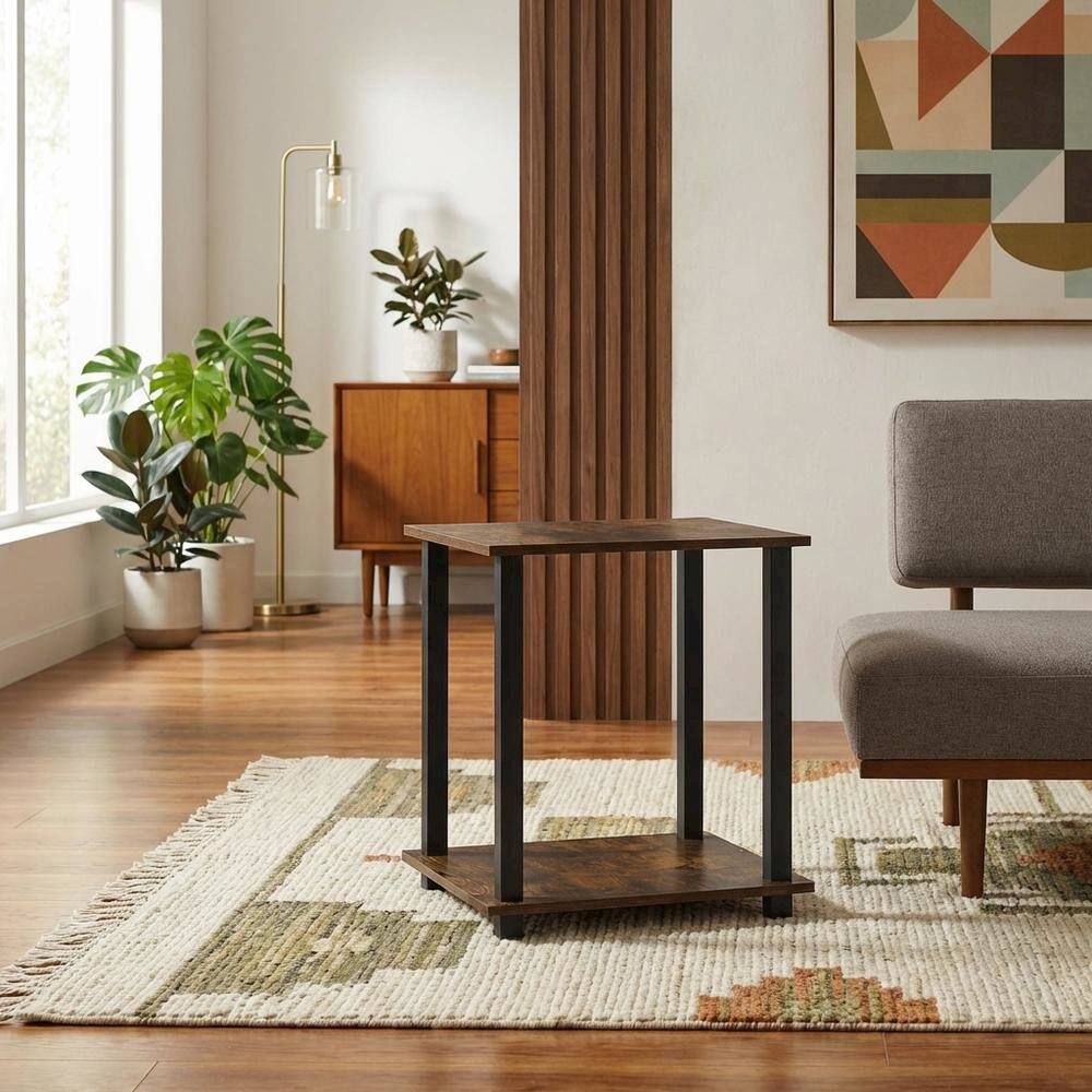 Angle. FurniFact - Amber Pine and Black Finish End Table Set with Modern Design - Amber Pine/Black.