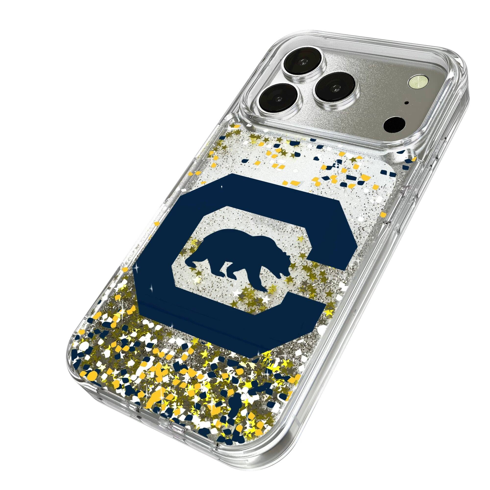 Alt View 1. Keyscaper - Cal Bears iPhone Glitter Case with Confetti Design - 15 Pro - Multicolor.