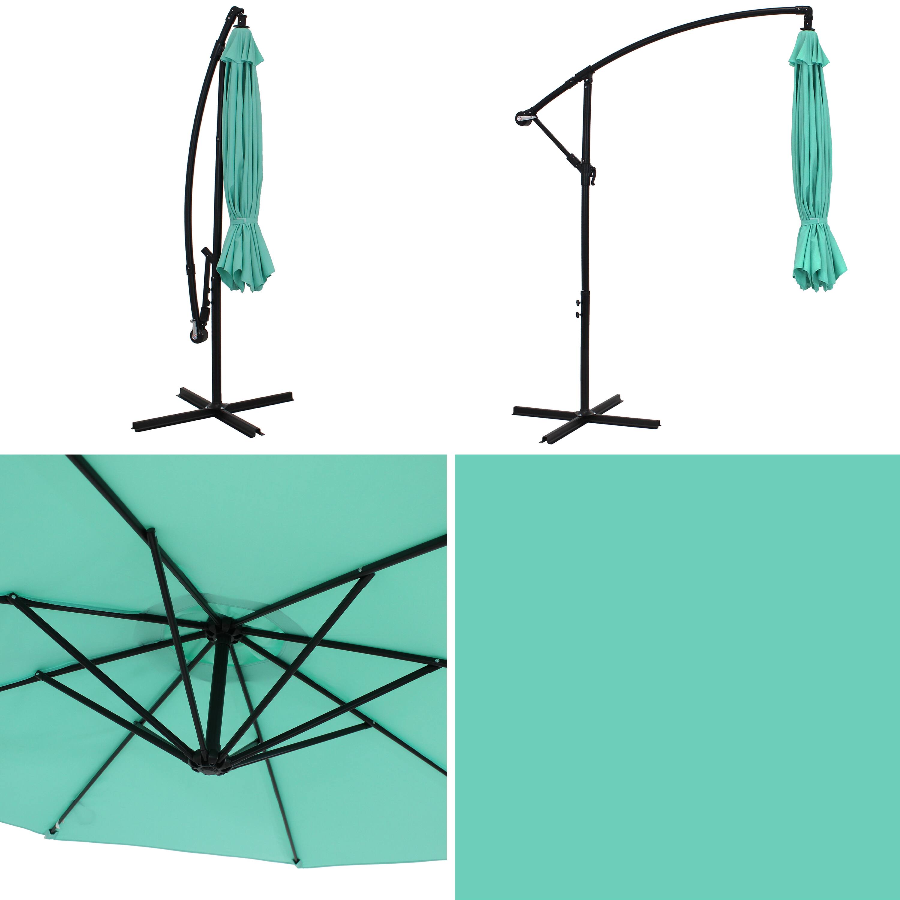 Alt View 8. Sunnydaze - 9.5 ft Cantilever Offset Patio Umbrella with Crank - Seafoam.