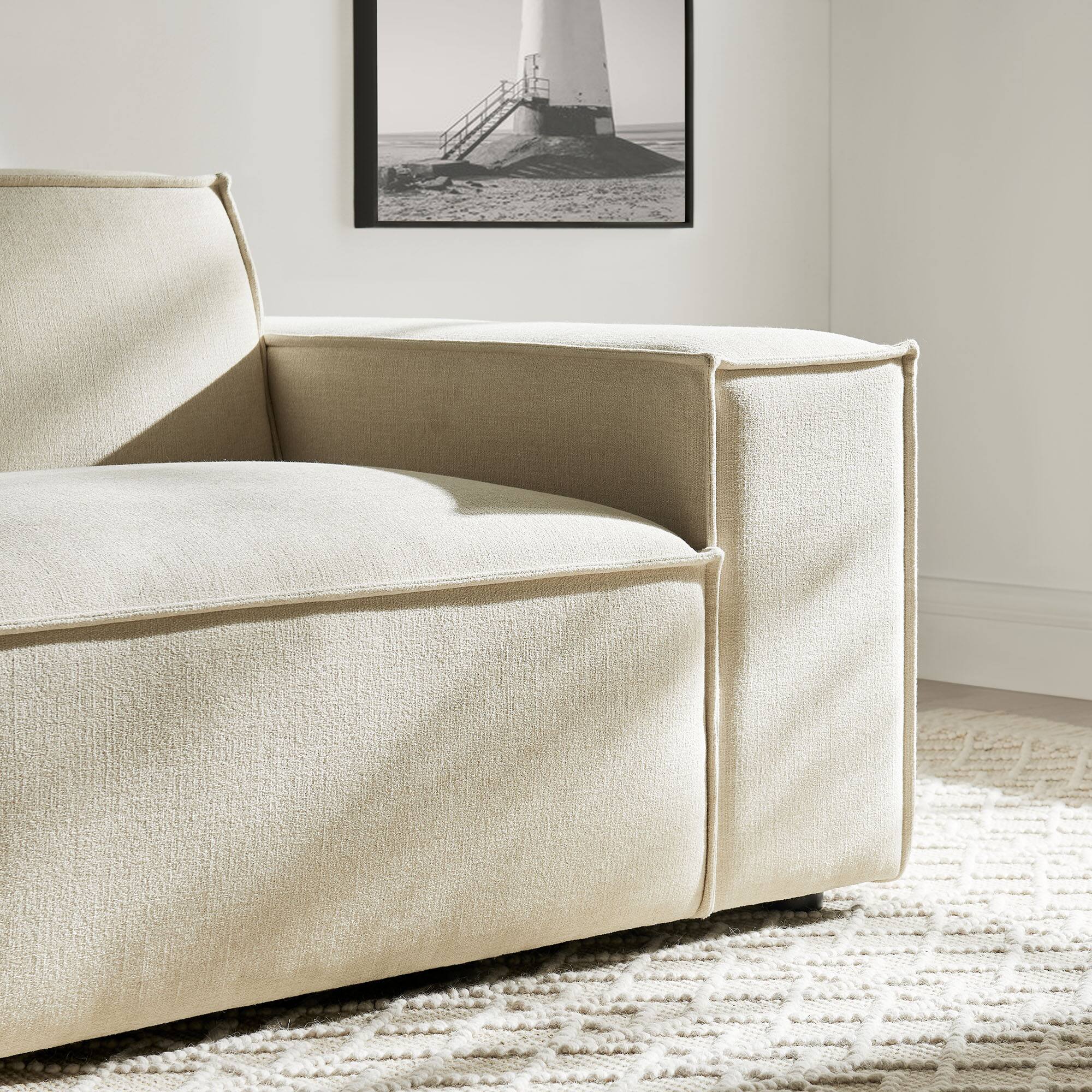 Alt View 9. Modway - Restore Performance Fabric Upholstered Right-Facing Modular Lounge Chair by Modway - Ecru.