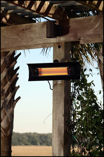 Angle View: Fire Sense 60460 Mojave Sun Black Steel Wall Mounted Infrared Patio Heater - Silver