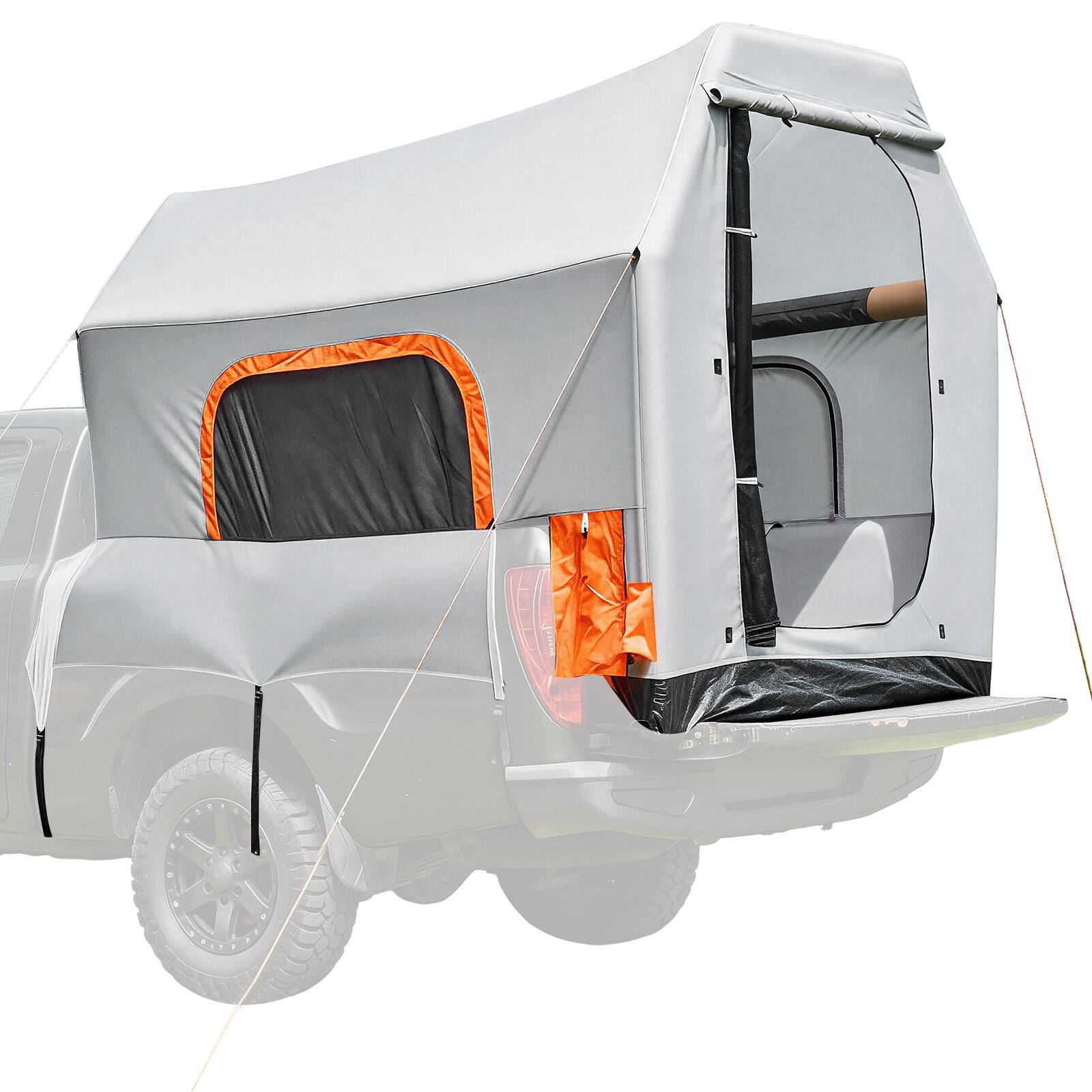 Alt View 5. VEVOR - Inflatable Pickup Truck Tent, 7.2 x 5.4 FT 3-Season Truck Bed Tent with Ventilated Mesh Windows - Grey.