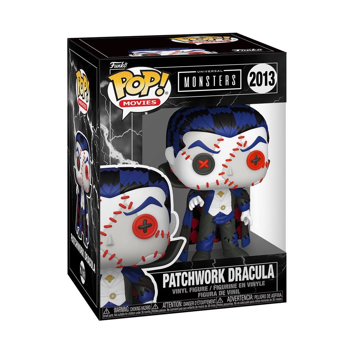 Funko POP! Movies  
Universal Monsters 2013  
Patchwork Dracula  
Vinyl Figure / Figurine en Vinyle / Figura de Vinil  
Warning: Choking Hazard - Small parts. Not for children under 3 years.  
Advertencia: Pequeñas piezas. No es adecuado para niños menores de 3 años.  
Attention: Petite pièces. Ne convient pas aux enfants de moins de 3 ans.