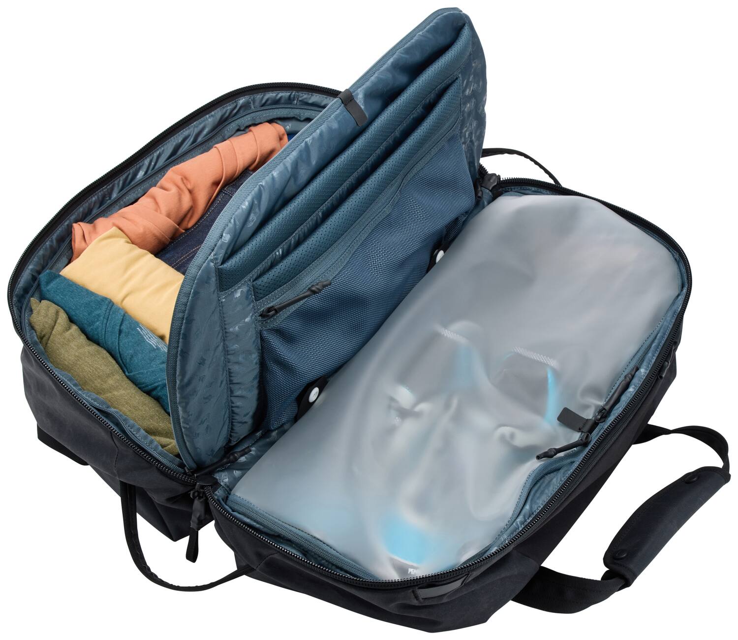 Left. Thule - Aion Duffel Bag – Eco-Friendly 35L Everyday & Travel Companion - Black.