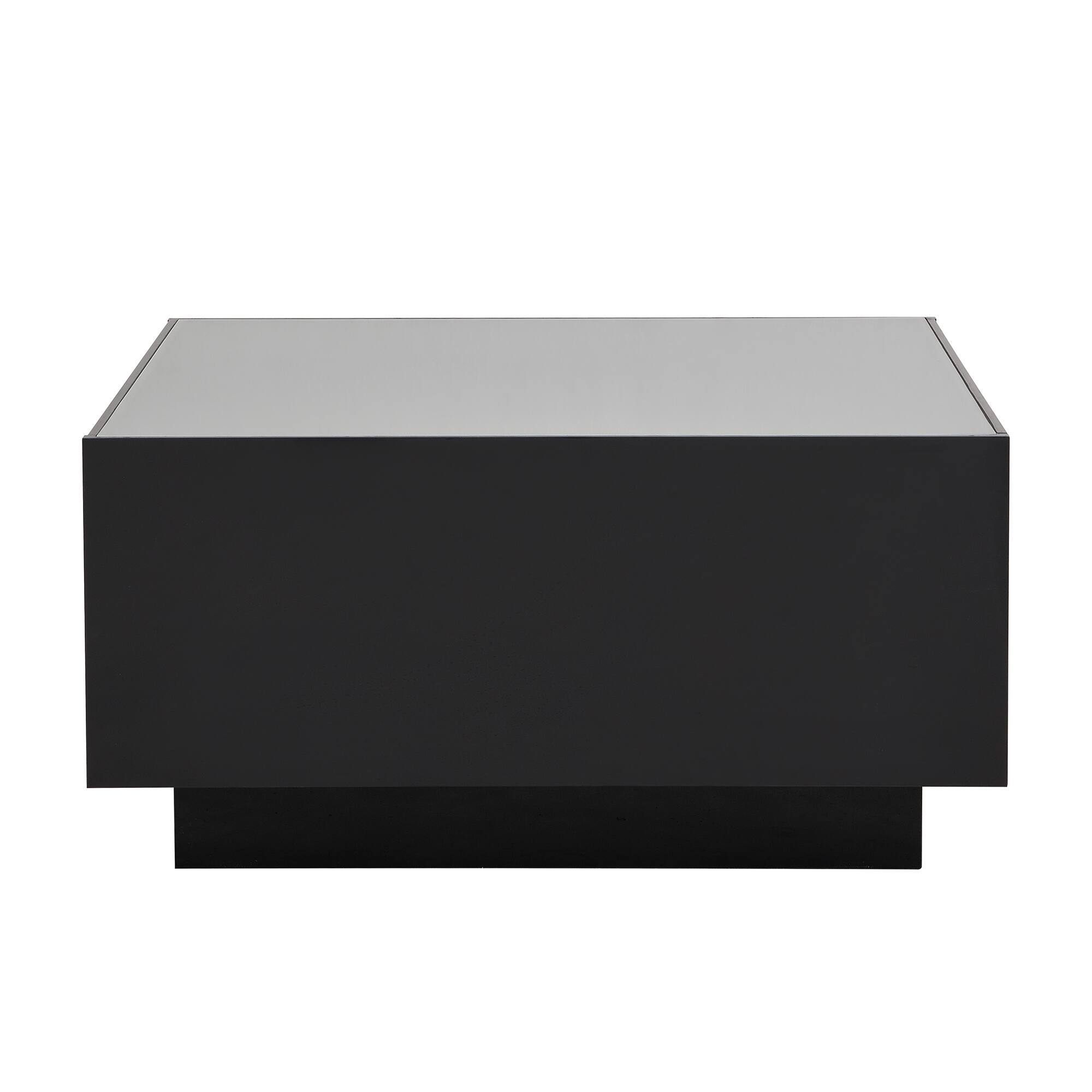 Alt View 4. Tiramisubest - Square High Glossy Coffee Table with 16-color LED Strip Lights,Modern Center Table with Frosted Tempered Glass Top,Black - Black.