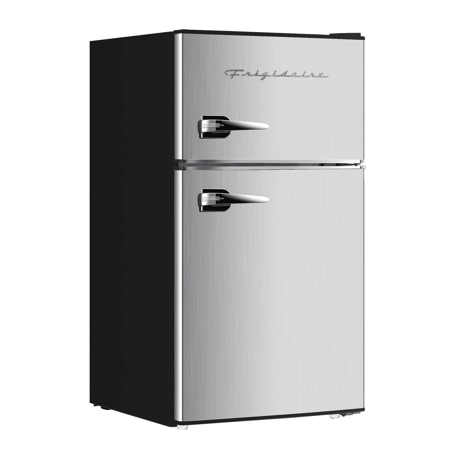 Frigidaire - 3.2-cu Ft. 2-door Retro Compact Refrigerator With Freezer, Efr391-b, Platinum Design With Chrome Trim - Silver