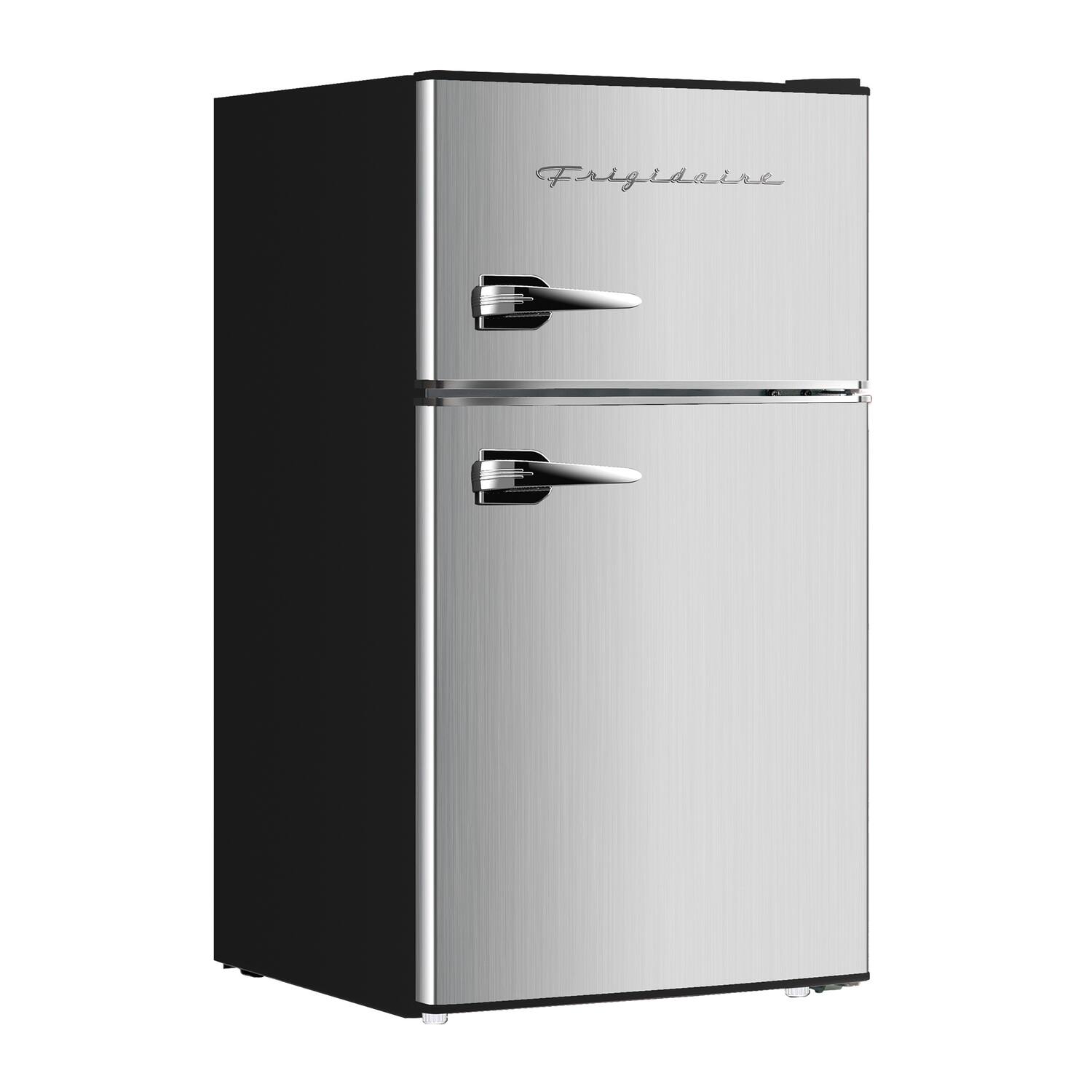 Front. Frigidaire - Frigidaire 3.2-cu Ft. 2-door Retro Compact Refrigerator With Freezer, Efr391-b, Platinum Design With Chrome Trim - silver.