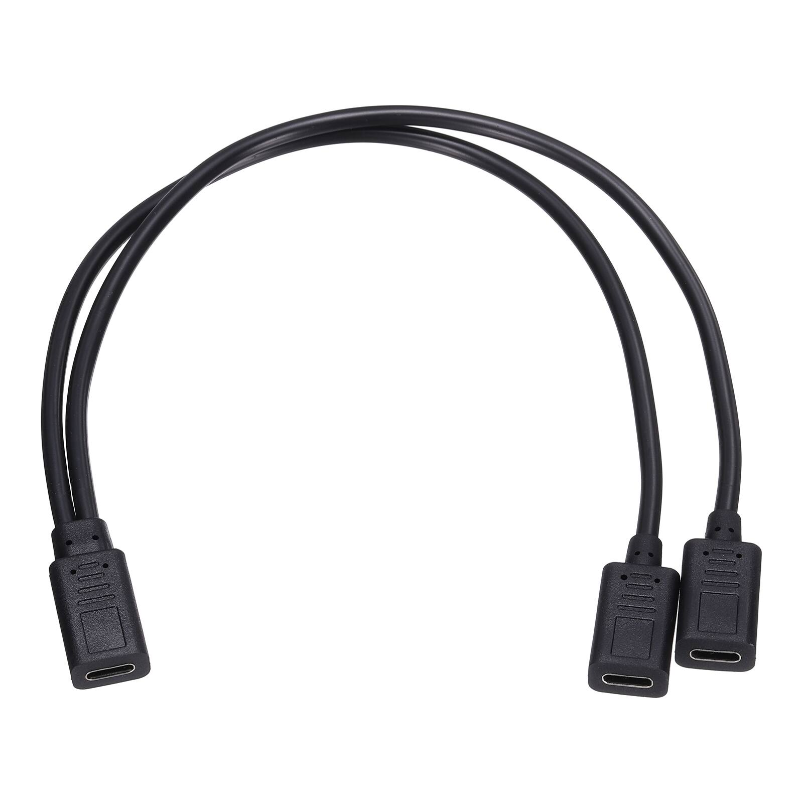 Front. Unique Bargains - Type C Female to Type C Female 2-in-1 Splitter 11.8" for Charging/Data - Black.