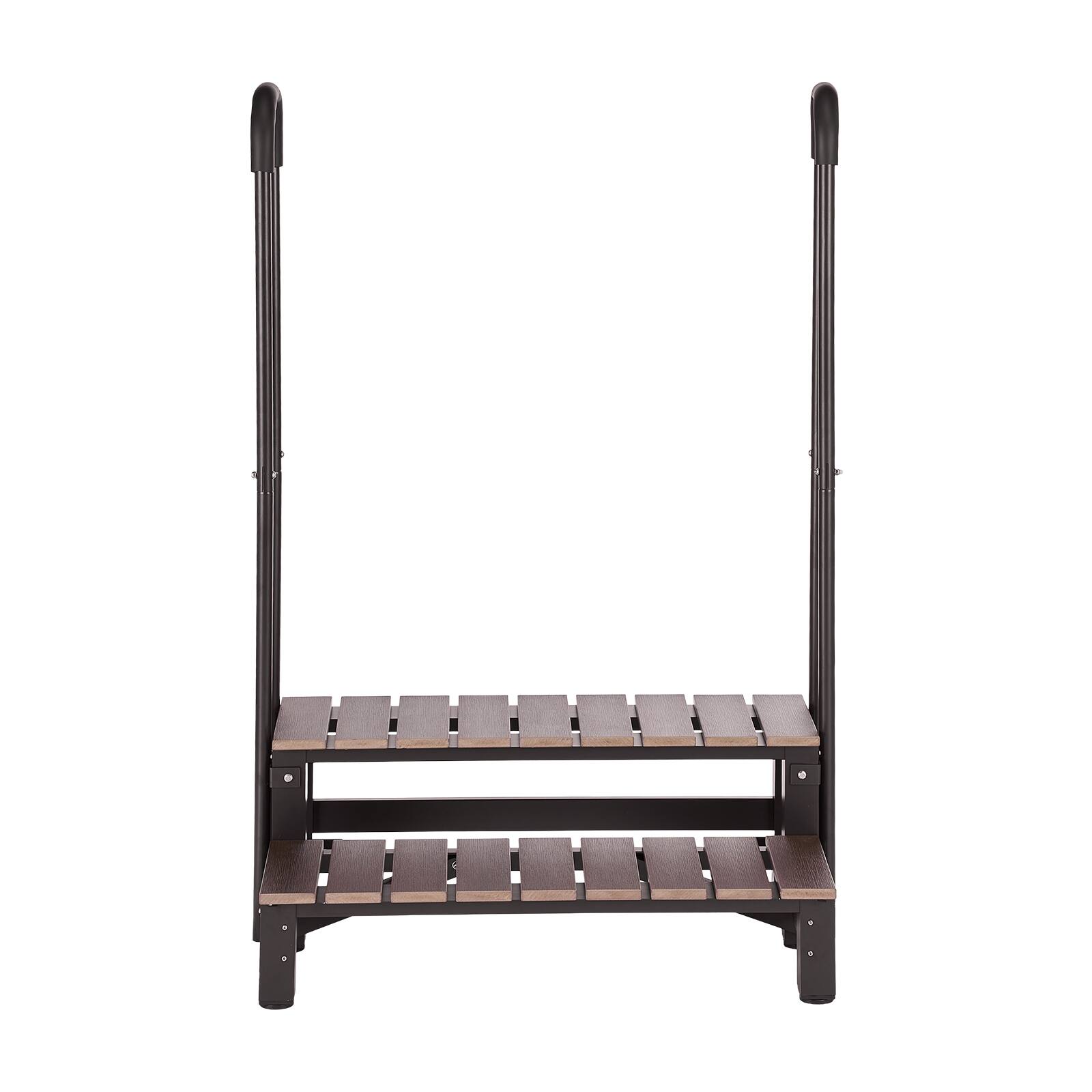 Alt View 5. VEVOR - Hot Tub Steps with Handrail 2-Step Spa Outdoor Stairs 550lbs Capacity, 32.3in Wide Step, Steel & Plastic, Easy Assembly - Brown;Black.