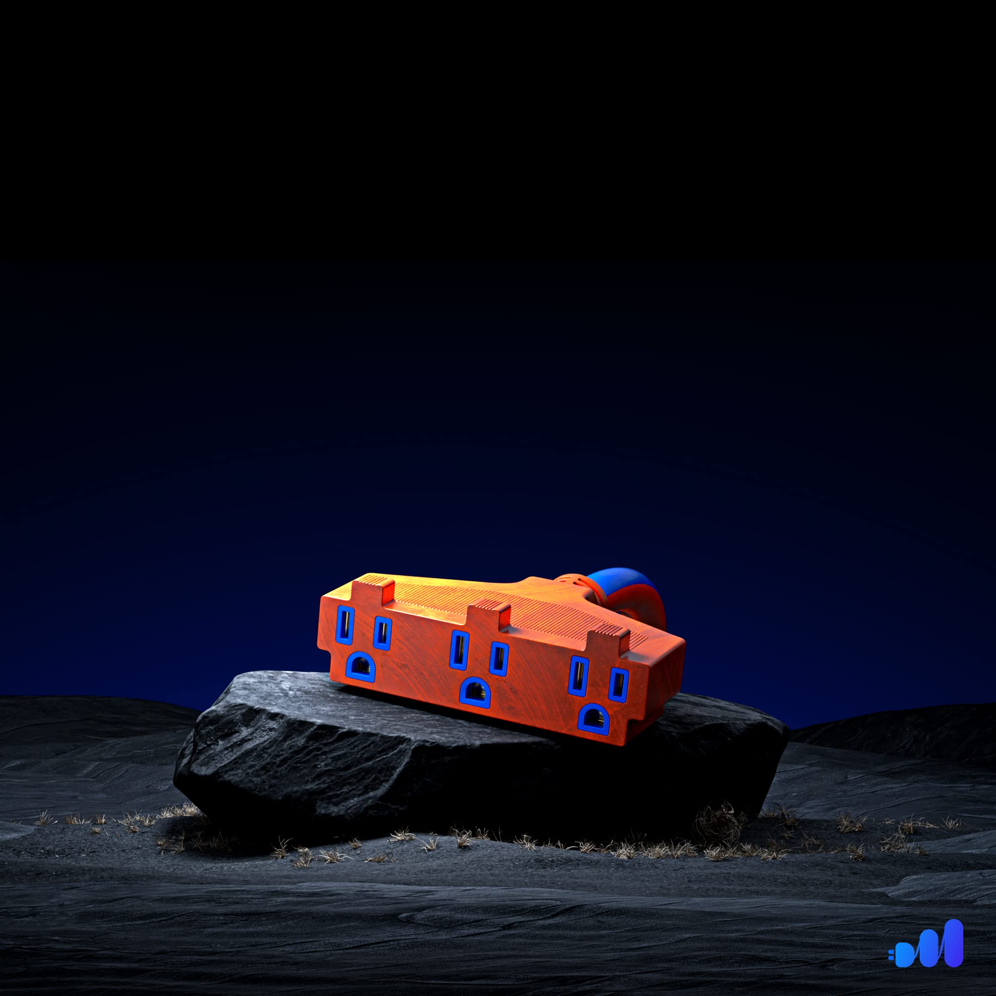 Alt View 1. Maximm - Extension Cord 10 ft, SJTW Extension Cord with Multiple Outlets, 16 Gauge ETL Listed - Blue and Orange.