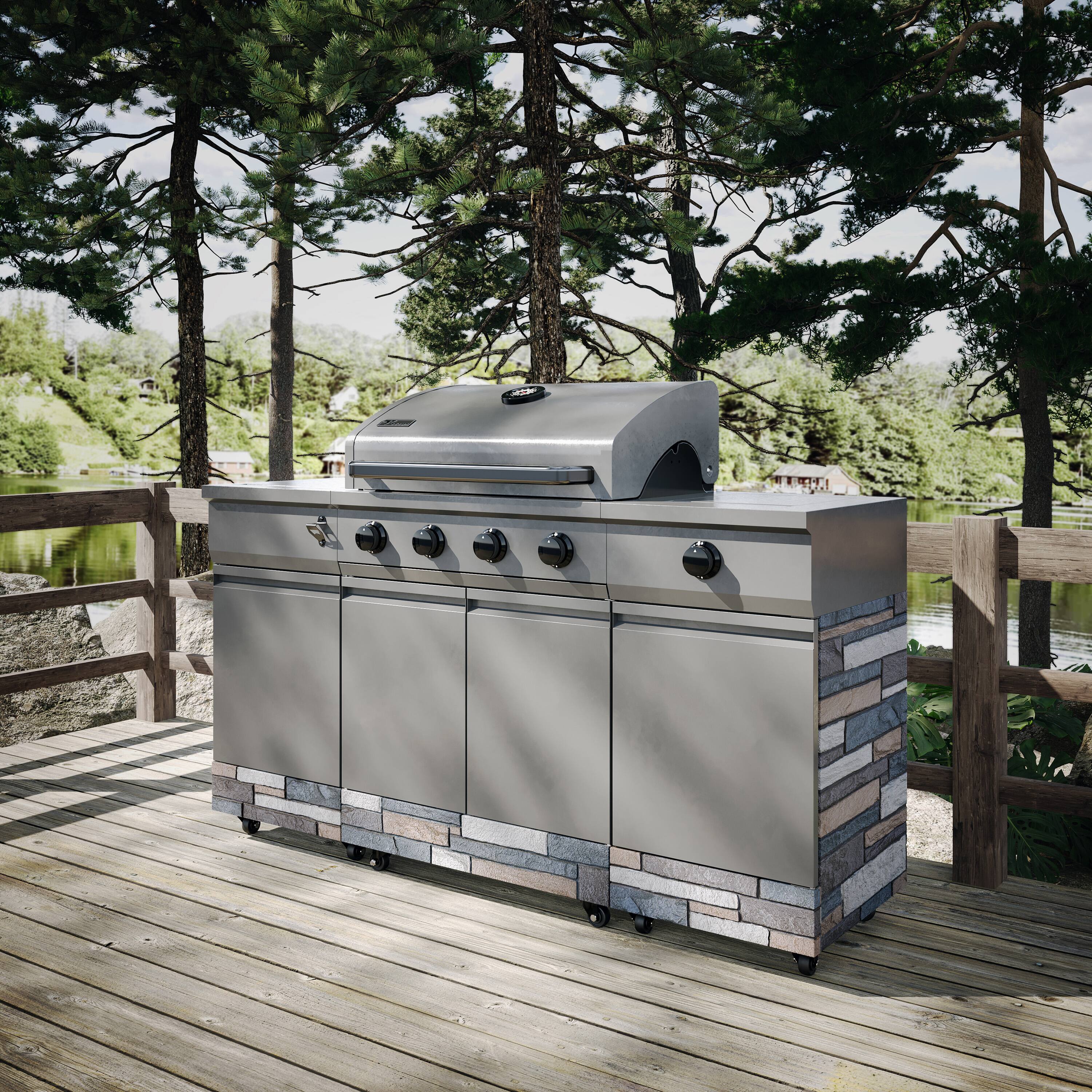 Alt View 11. TYTUS Grills - Fresno Series Ash Stacked Stone Island Grill - Gunmetal Gray.