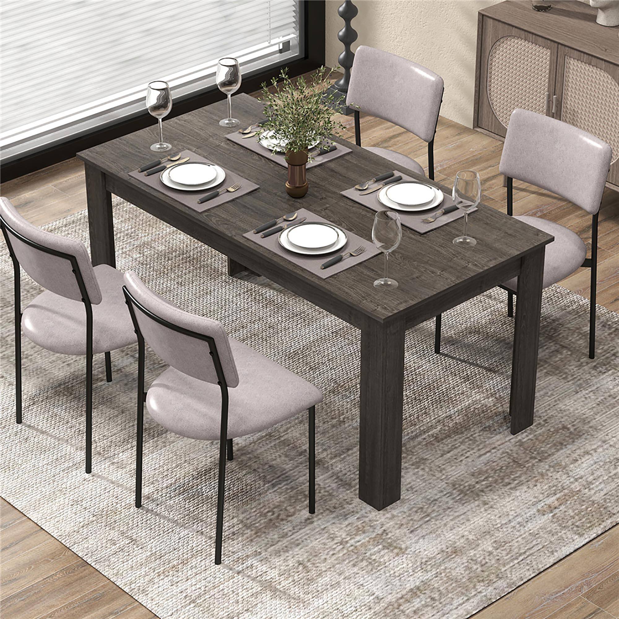 Alt View 1. Gymax - Gymax Dining Table for 4-6 People 63-inch Kitchen Table w/ L-shaped Legs - Gray.