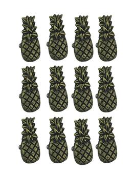 Chesapeake Bay - Set of 12 Distressed Antique Brass Finish Cast Iron Pineapple Drawer Pulls - Bronze